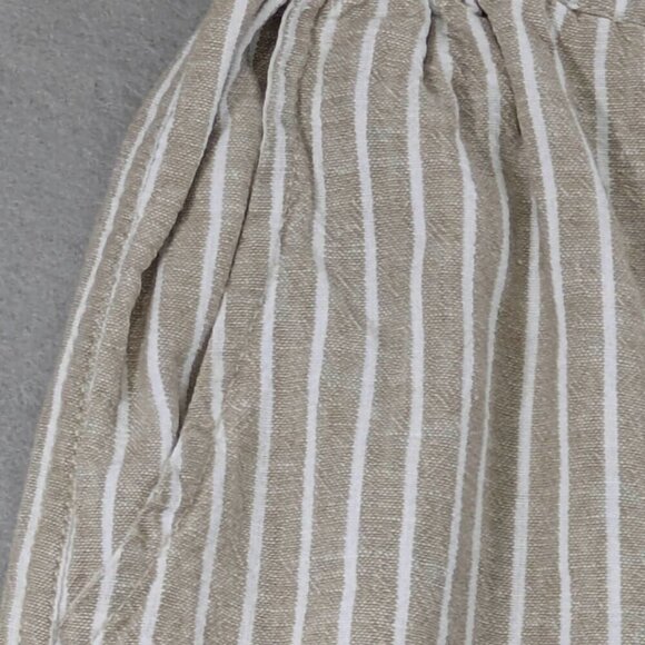 Beach Lunch Lounge Capri Pull On Womens Small Linen Blend Crop Tan Striped - Picture 3 of 11